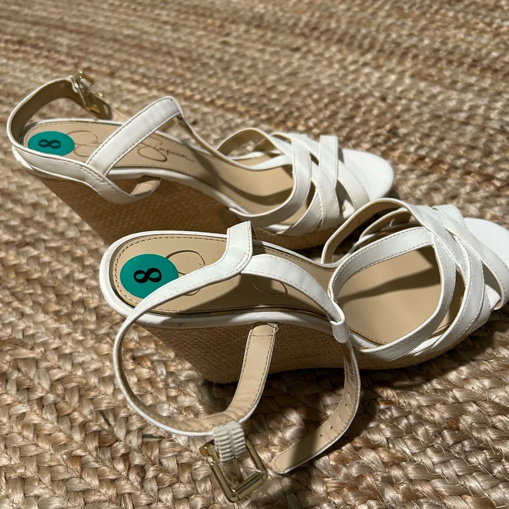 Jessica Simpson Cream Wedge Sandals